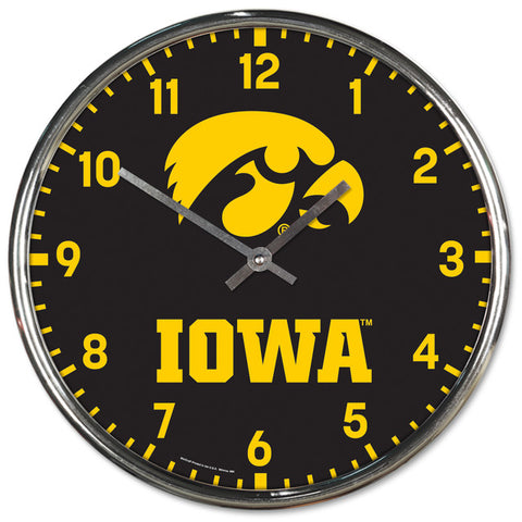 Iowa Hawkeyes 12" Chrome Wall Clock