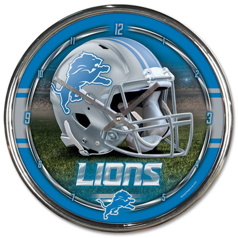 Detroit Lions Chrome Wall Clock