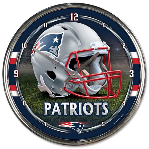 New England Patriots 12" Chrome Wall Clock (OUT OF STOCK)