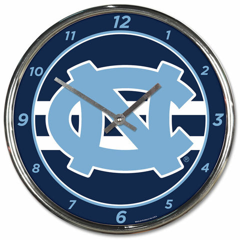 North Carolina Tar Heels Round Chrome Wall Clock