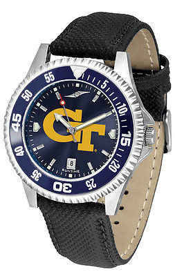 Georgia Tech Men's Competitor AnoChrome Color Bezel Leather Band Watch
