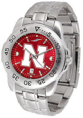 Nebraska Huskers Men's Stainless Steel Sports AnoChrome Watch