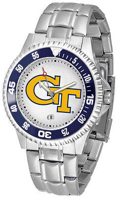 Georgia Tech Men's Competitor Stainless Steel AnoChrome with Color Bezel Watch