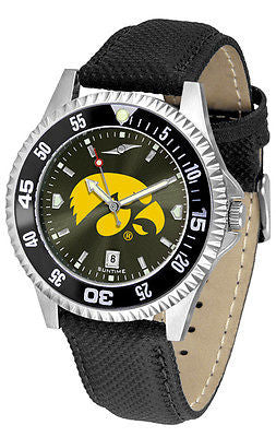 Iowa Hawkeyes Men's Competitor AnoChrome Color Bezel Leather Band Watch