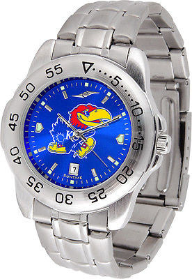 Kansas Jayhawks Men's Stainless Steel Sports AnoChrome Watch