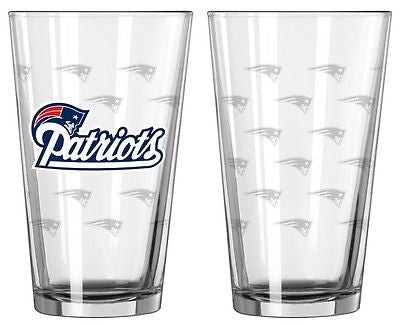 New England Patriots Etched Pint Glass Set OUT OF STOCK
