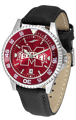 Mississippi State Men's Competitor AnoChrome Color Bezel Leather Band Watch