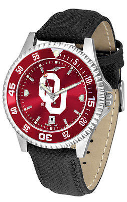 Oklahoma Sooners Men's Competitor AnoChrome Color Bezel Leather Band Watch