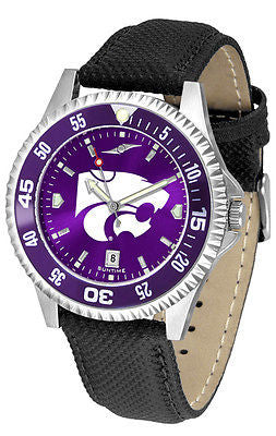 Kansas State Men's Competitor AnoChrome Color Bezel Leather Band Watch