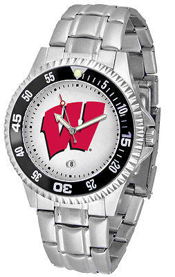 Wisconsin Badgers Men's Competitor Stainless Steel AnoChrome with Color Bezel