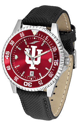 Indiana Hoosiers Men's Competitor AnoChrome Color Bezel Leather Band Watch
