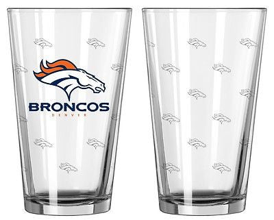 Denver Broncos Etched Pint Glass