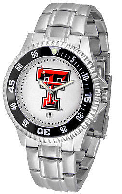Texas Tech Men's Competitor Stainless Steel AnoChrome with Color Bezel