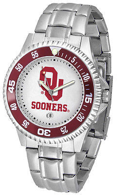 Oklahoma Sooners Men's Competitor Stainless Steel AnoChrome with Color Bezel