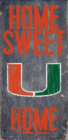 Miami Hurricanes Home Sweet Home Wood Wall Sign OUT OF STOCK