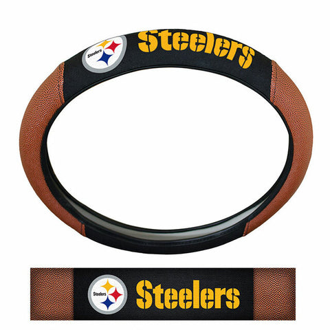 Pittsburgh Steelers Steering Wheel Cover Pigskin Style OUT OF STOCK
