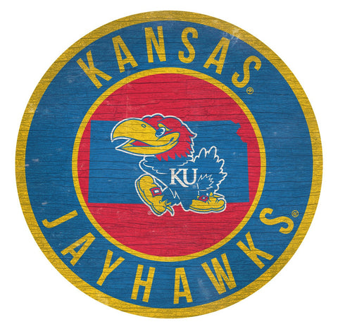 Kansas Jayhawks 12" Wooden Wall Team Sign