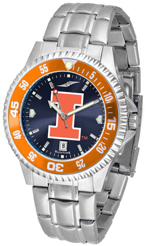 Illinois Men's Competitor Stainless Steel AnoChrome with Color Bezel Watch